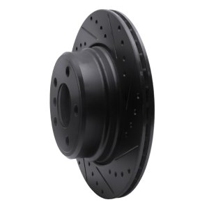 BMW X5 Brake Rotor (1) - Rear Right - R1 Concepts - Drilled & Slotted - Black - `02-`06